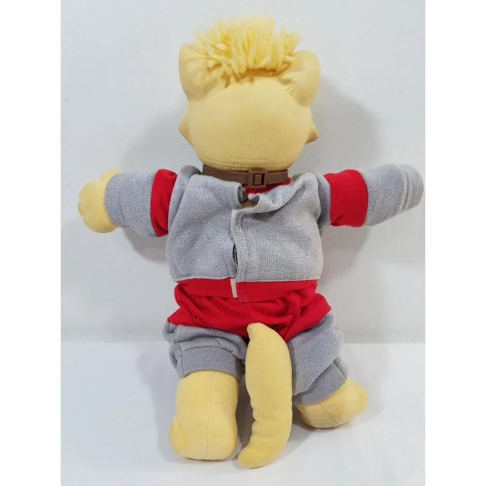 Cabbage Patch Kids Koosas Cat 14in Plush Doll Sweats Red Gray 1983 CPK Outfit